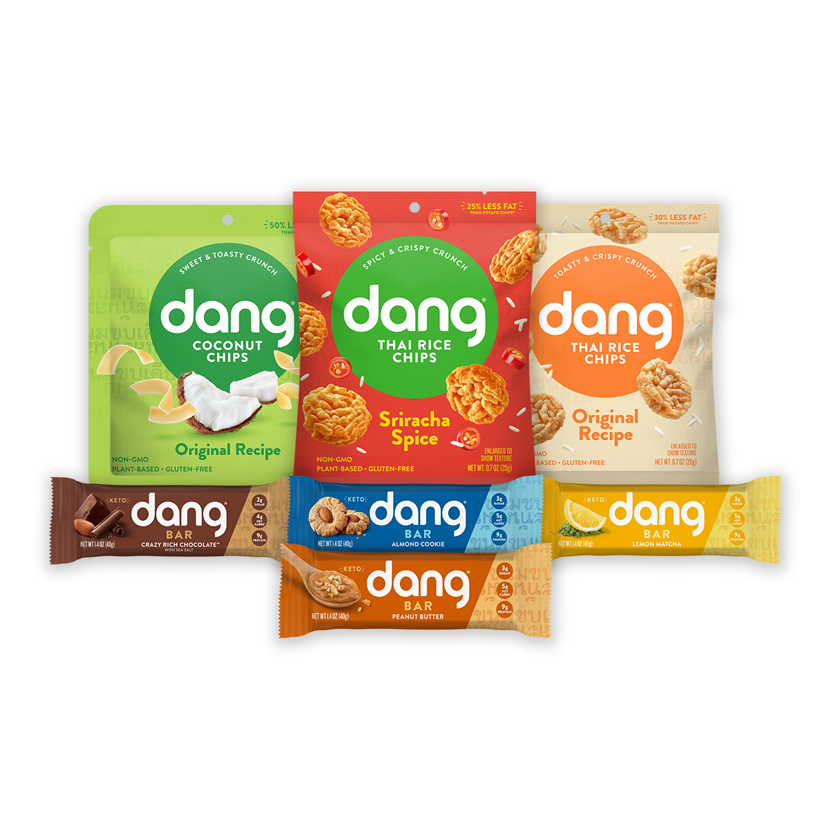 Stay-At-Home Bundle with Coconut Chips, Thai Rice Chips, Dang Bar (60 Count)